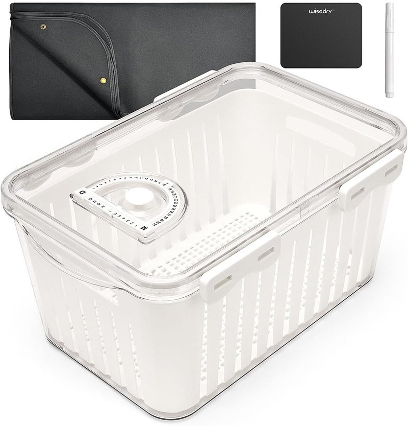 wisedry Silica Gel Flower Drying Container, One Step Retrieve Dried Flowers, 11.5''L X 7.7''W X 6''H Storage Box with Cleanup Mat, Erasable Pen & Adhesive Label (Silica Gel Crystals Not Included) - Image 1